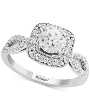 image of Effy Diamond Halo Engagement Ring (1-1/10 ct. t.w.) in 14k White Gold