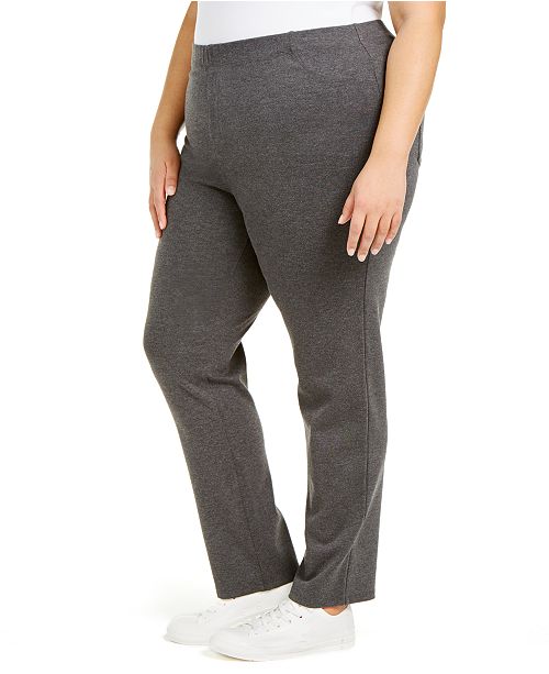 Karen Scott Plus Size Straight-Leg Pants, Created for Macy's & Reviews ...