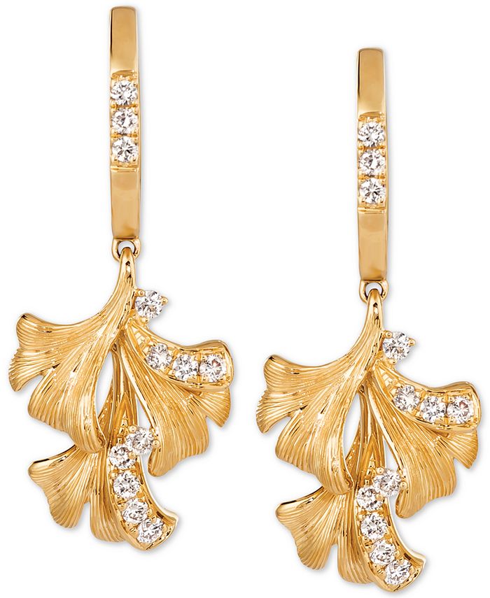 Le Vian Nude Diamond Flower Drop Earrings (3/8 ct. t.w.) in 14k Gold ...