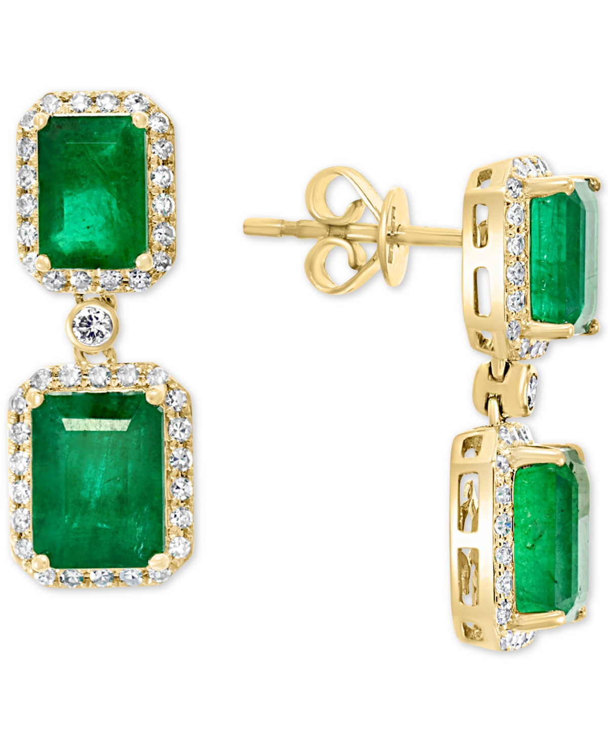 Effy Emerald (4-3/4 ct. t.w.) & Diamond (3/8 ct. t.w.) Drop Earrings in 14k White Gold or- Yellow Gold