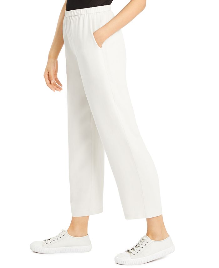 Eileen Fisher Silk Pull-on Straight Ankle Pants - Macy's