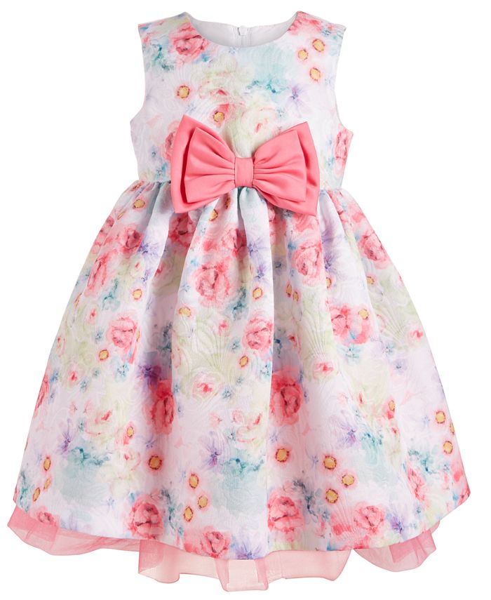 Bonnie Baby Baby Girls Watercolor Floral-Print Dress - Macy's