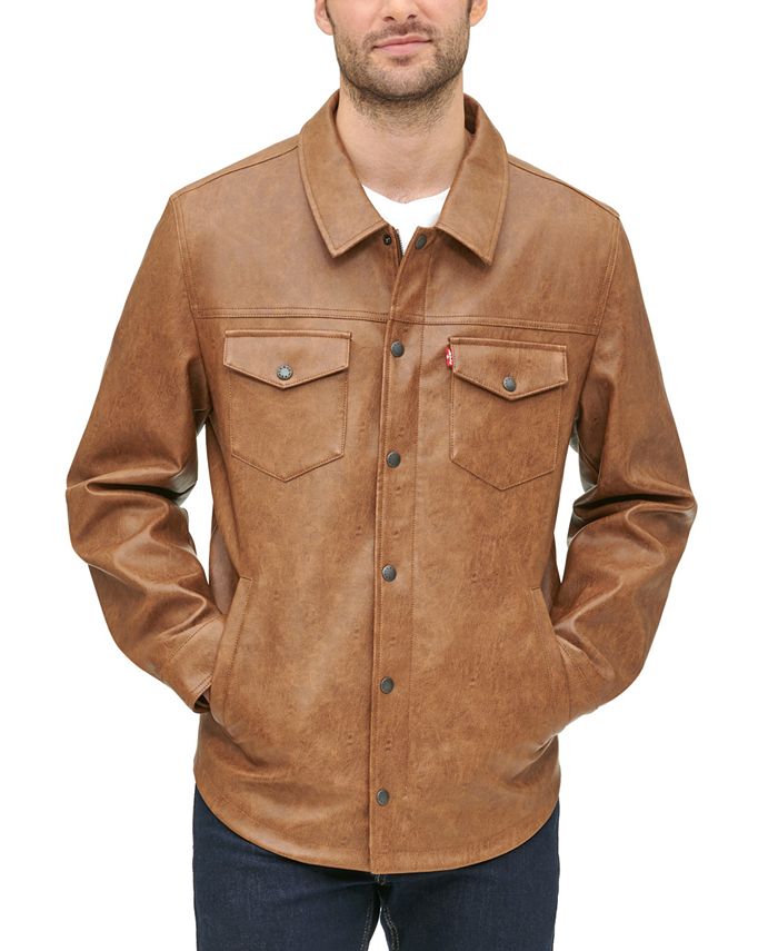 Levi's Men's Faux Leather Shirt Jacket - Macy's
