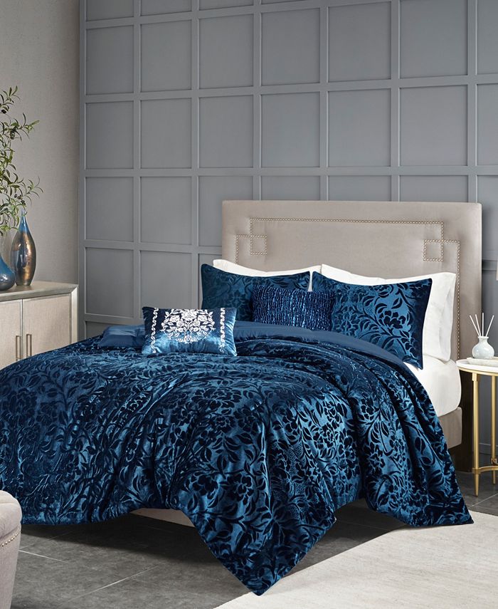 Madison Park Irene Velvet 5Pc. Comforter Set, King Macy's