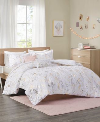Intelligent Design Magnolia Metallic Floral 5-Piece Full/Queen Comforter Set