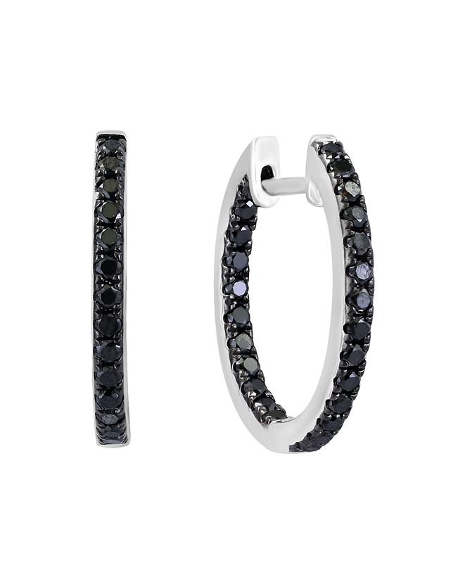 Macy's Black Diamond (3/4 ct. t.w.) Earring in 14K White Gold & Reviews Women Macy's