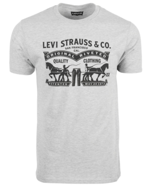 Levi's Men's 2-horse Graphic Regular Fit Crewneck T-shirt In Heather Grey