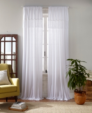 Elrene Calypso 52" X 95" Macrame Tassel Semi-sheer Curtain Panel In White