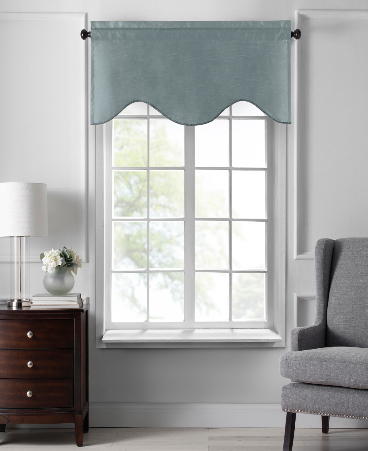 Colette Faux Silk Scalloped Window Valance, 50
