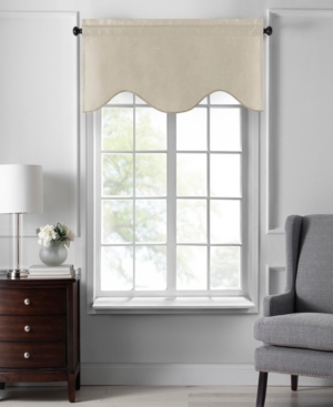 Elrene Colette Faux Silk Scalloped Window Valance, 50"x21" In Ivory