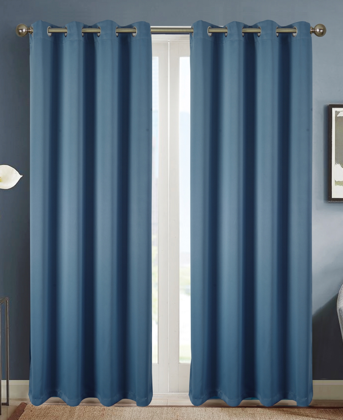 Rt Designers Collection Anchorage Blackout Grommet Curtain Panel 54" x 84" Navy Blue - Blue
