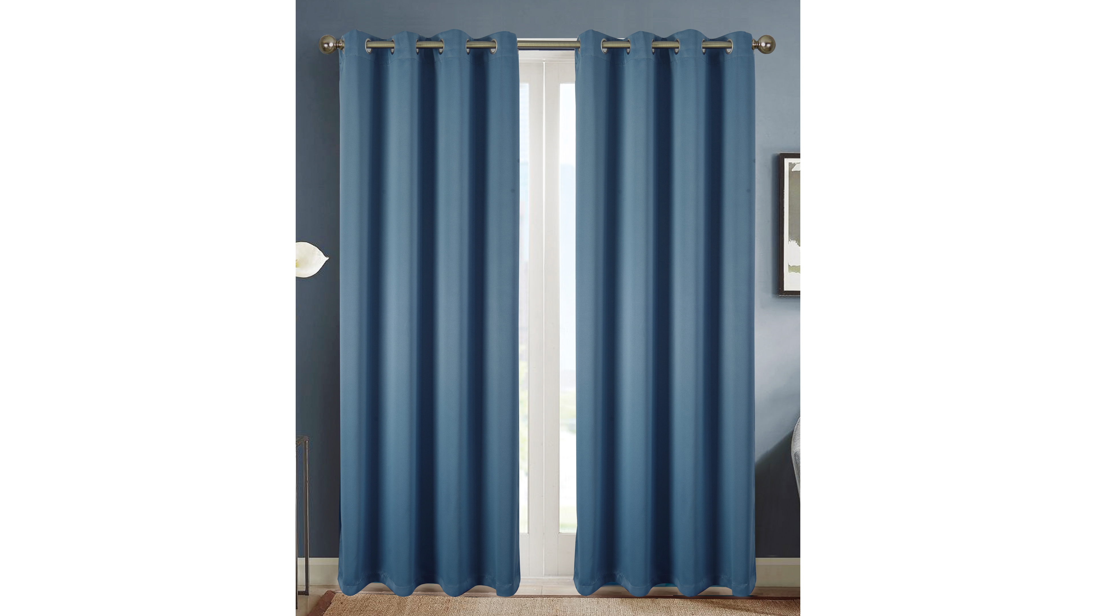 Rt Designers Collection Anchorage Blackout Grommet Curtain Panel 54" x 84" Navy Blue