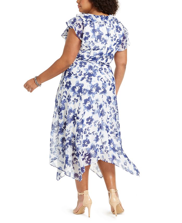 Jessica Howard Plus Size Ruffled Chiffon Midi Dress Macy's