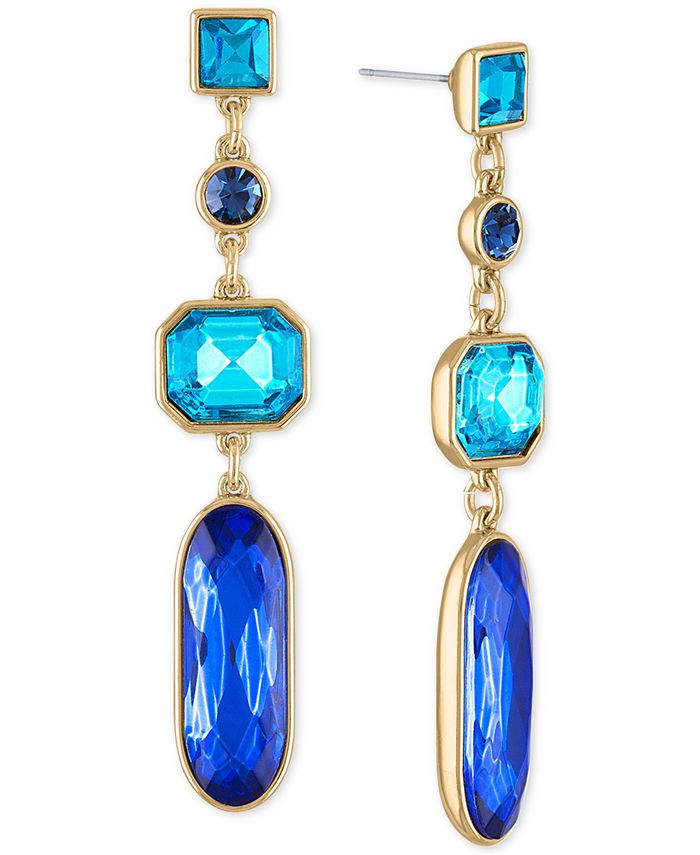 RACHEL Rachel Roy Gold Tone Multi Crystal Linear Drop Earrings