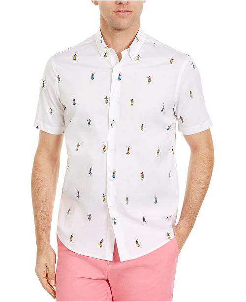 Club Room Men S Hula Girl Print Stretch Short Sleeve Shirt