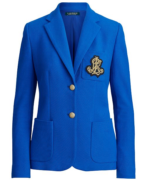 ralph lauren patch jacquard blazer