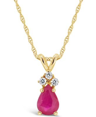 Sapphire (7/8 ct. t.w.) and Diamond Accent Pendant Necklace in 14k Yellow Gold (Also in Ruby & Emerald)