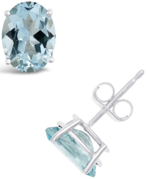 image of Aquamarine (2-1/10 ct. t.w.) Stud Earrings in 14K White or Yellow Gold