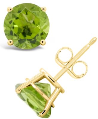 Round-Cut Gemstone Stud Earrings in 14K Yellow Gold