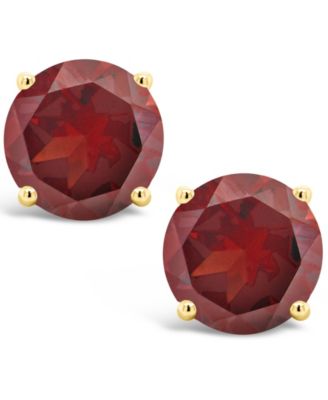 Round-Cut Gemstone Stud Earrings in 14K Yellow Gold