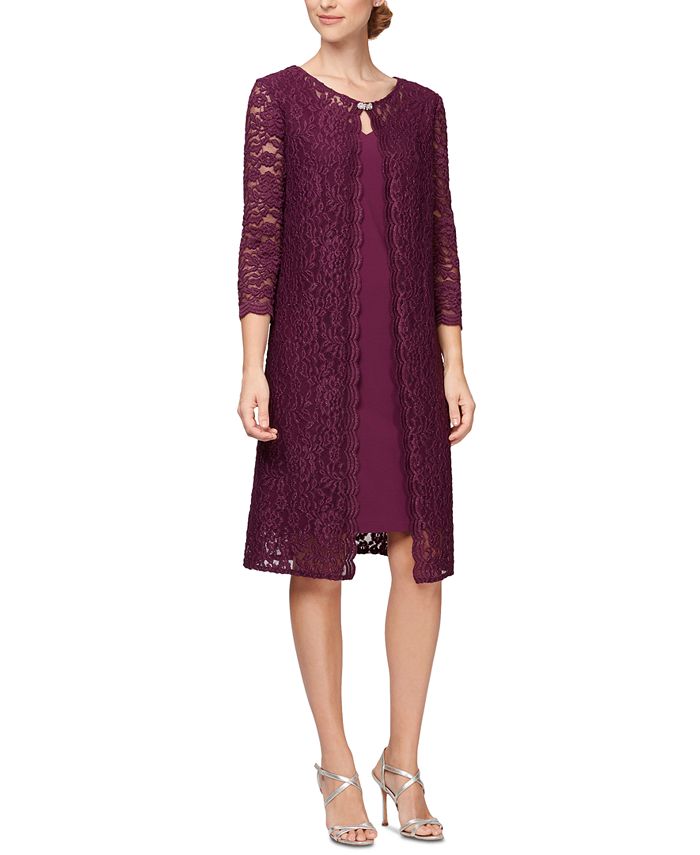 Alex evenings lace sheath dress 2025 and jacket