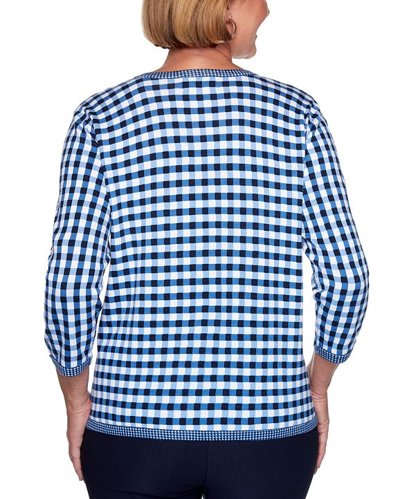 blue gingham sweater