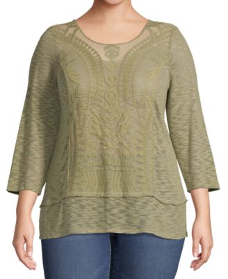 plus size lace overlay top