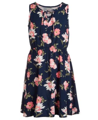 Epic Threads Big Girls Floral-Print Lace-Up Dress, Created for Macy's ...