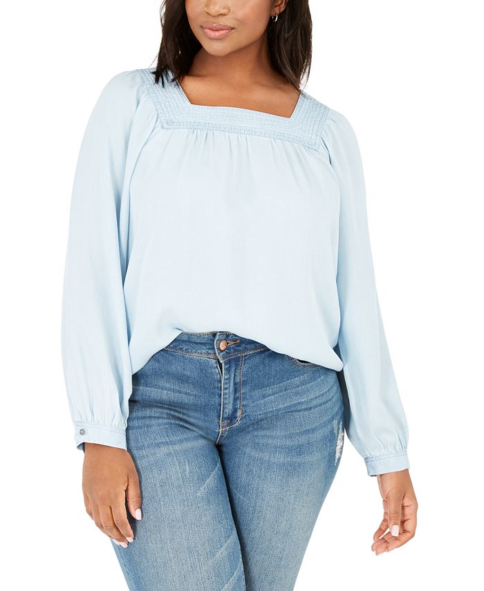 Style & Co Plus Size Square-Neck Top, Created for Macy's - Macy's