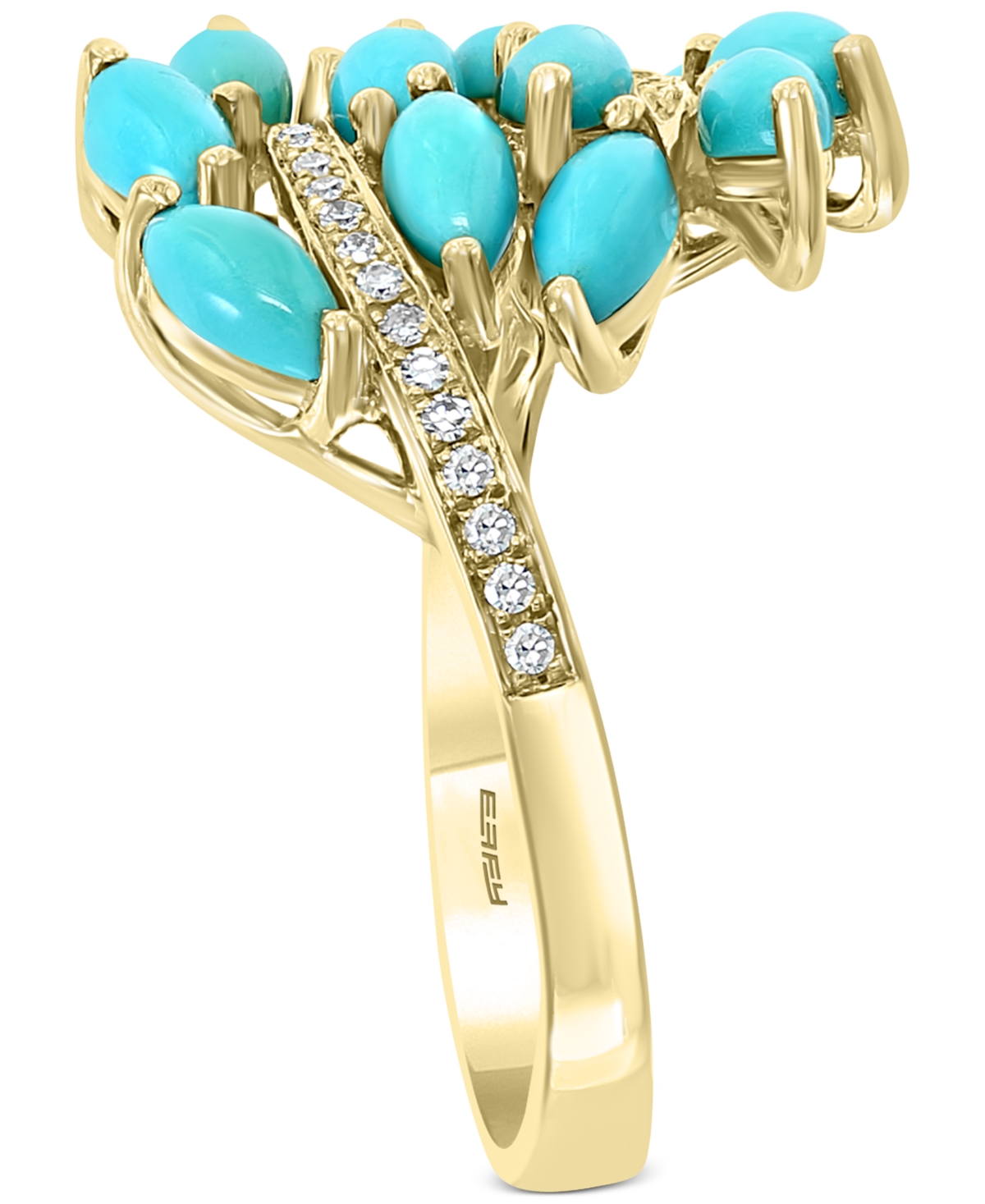 EffyCluster & Diamond (1/10 ct. t.w.) Statement Ring in 14k Gold - Turquoise