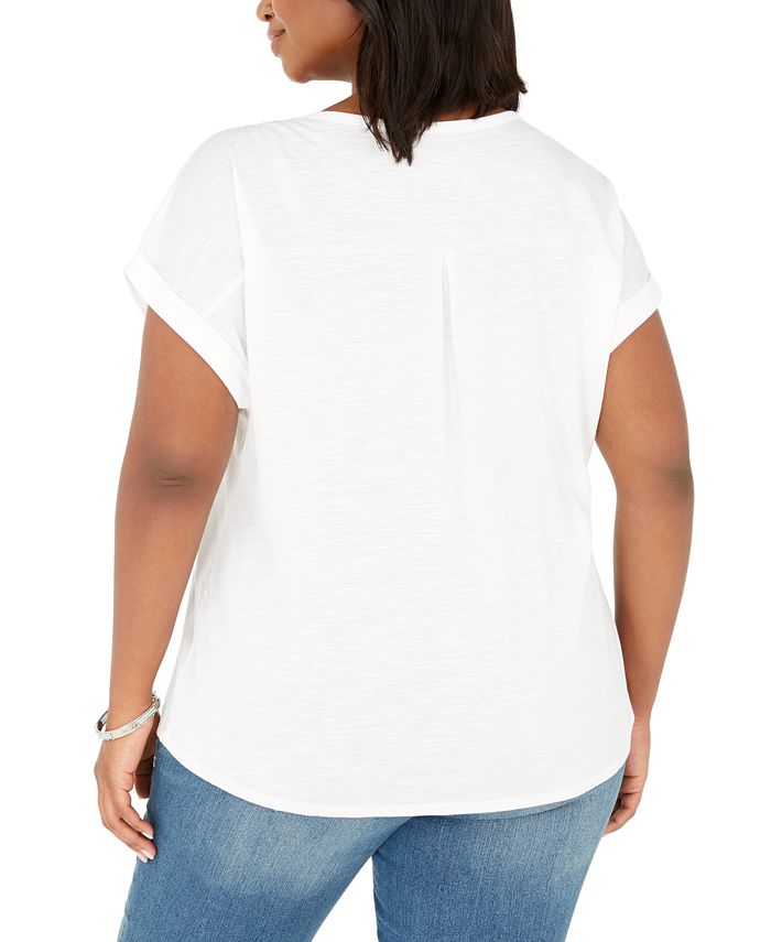 Style & Co Plus Size Lotus Garden Graphic Top, Created for Macy's - Macy's