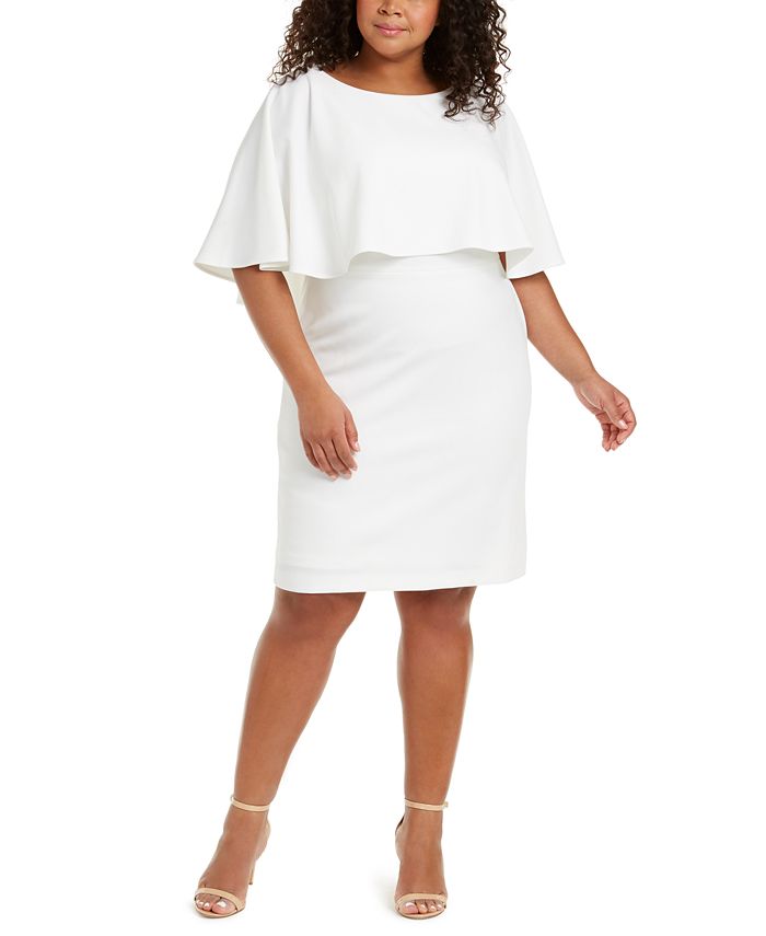 Calvin Klein Plus Size Cape-Overlay Sheath Dress - Macy's