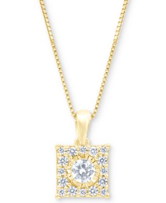 Macy's - Diamond Square Halo Pendant Necklace (1/3 ct. t.w.)