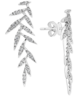 image of Effy Diamond Leaf Drop Earrings (1/2 ct. t.w.) in 14k White Gold