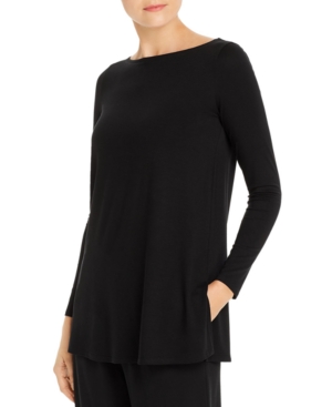 EILEEN FISHER SYSTEM BOAT-NECK TOP, REGULAR & PETITE SIZES