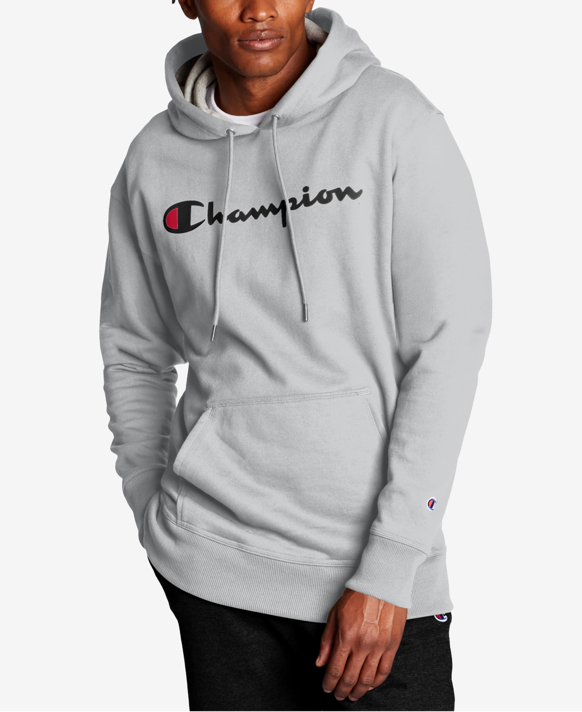 Champion Men s Script Logo Powerblend Hoodie Smart Closet