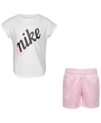 pink nike short set