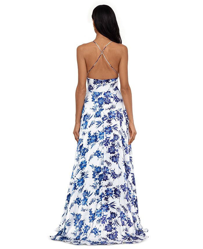Betsy & Adam Floral-Print Tulip Gown - Macy's