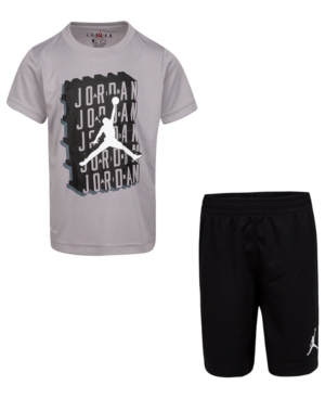 Shop Jordan Little Boys 2-pc. Dri-fit Jumpman T-shirt & Shorts Set In Black