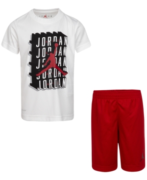 Shop Jordan Little Boys 2-pc. Dri-fit Jumpman T-shirt & Shorts Set In Gym Red