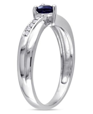 Lab-Grown Sapphire (1/4 ct. t.w.) and Diamond Accent Heart Ring in Sterling Silver