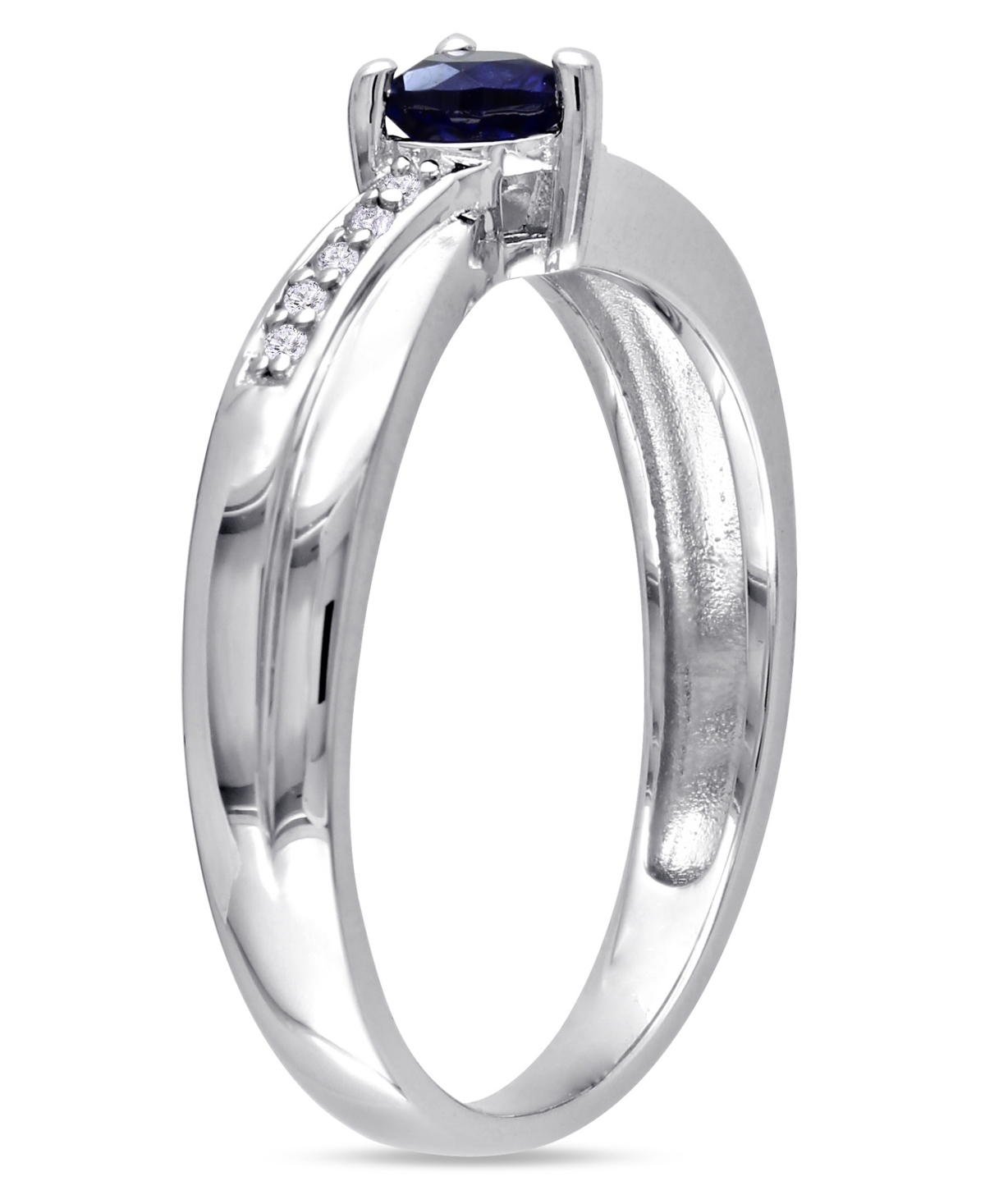 Lab-Grown(1/4 ct. t.w.) and Diamond Accent Heart Ring in Sterling Silver - Sapphire
