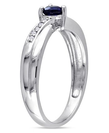 Macy's - Created Sapphire (1/4 ct. t.w.) and Diamond Accent Heart Ring in Sterling Silver