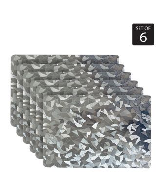 Dainty Home - Reversible Shimmering Metallic Leaf Dining Table Indoor Outdoor Placemats Set of 6, 13 inch x 19 inch Rectangle, Textured Solid Bronze