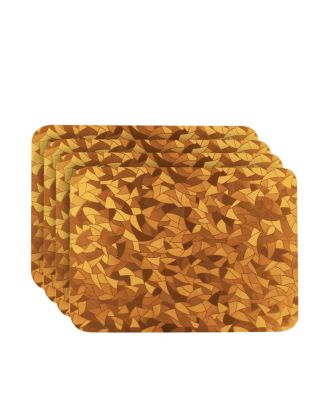 Reversible Shimmering Metallic Leaf Dining Table Indoor Outdoor Placemats -Set of 4