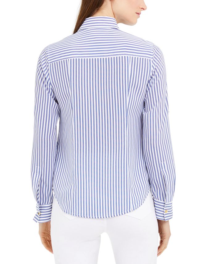 Michael Kors Striped Zip-Up Shirt, Regular & Petite - Macy's