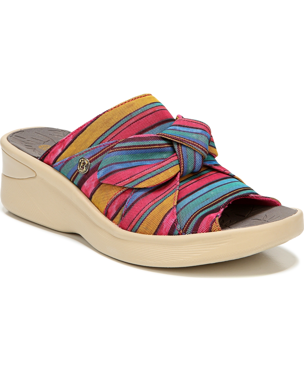 Shop Bzees Smile Washable Slide Wedge Sandals In Raspberry Fabric