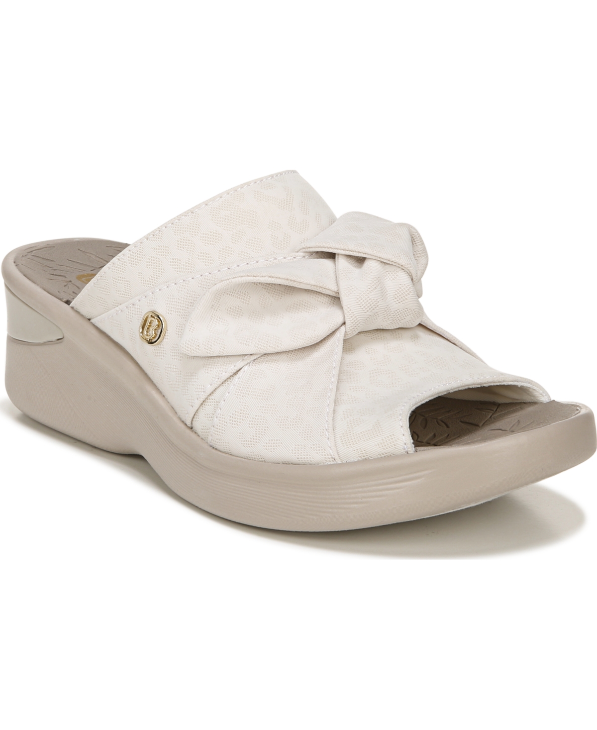 Shop Bzees Smile Washable Slide Wedge Sandals In Cream Fabric