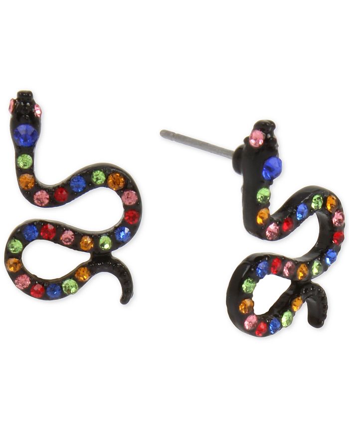 Betsey Johnson Black Tone Multicolor Pav Snake Drop Earrings Macy s