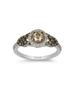 image of Chocolate Diamonds (1/2 ct. t.w.) and Vanilla Diamonds(1/5 ct. t.w.) Ring in 14k White Gold